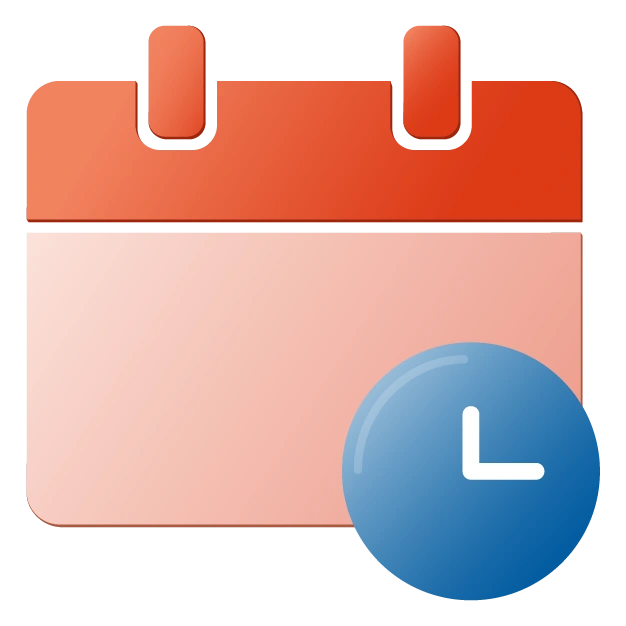 : Icon of Calendar with a clock next to it
