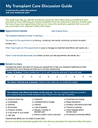 Transplant care discussion guide thumbnail